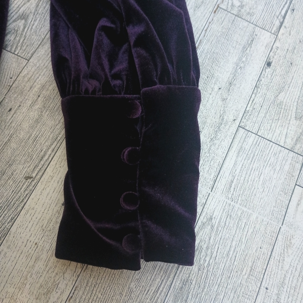 Karl Lagerfeld Ladies Draped Faux Wrap Velvet Long Sleeve Dress Size 6 Purple - Picture 4 of 16